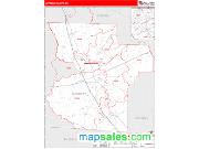 Lowndes County, GA <br /> Wall Map <br /> Zip Code <br /> Red Line Style 2024 Map