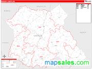 Madison County, GA <br /> Wall Map <br /> Zip Code <br /> Red Line Style 2024 Map