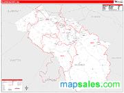 Oconee County, GA <br /> Wall Map <br /> Zip Code <br /> Red Line Style 2024 Map