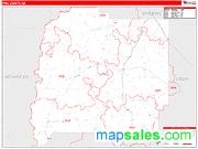 Pike County, GA <br /> Wall Map <br /> Zip Code <br /> Red Line Style 2024 Map