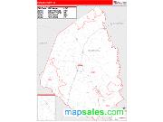 Screven County, GA <br /> Wall Map <br /> Zip Code <br /> Red Line Style 2024 Map