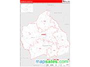 Washington County, GA <br /> Wall Map <br /> Zip Code <br /> Red Line Style 2024 Map