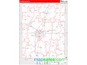Champaign County, IL <br /> Wall Map <br /> Zip Code <br /> Red Line Style 2024 Map