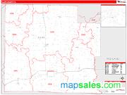 Clay County, IL <br /> Wall Map <br /> Zip Code <br /> Red Line Style 2024 Map
