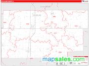 Douglas County, IL <br /> Wall Map <br /> Zip Code <br /> Red Line Style 2024 Map