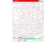 DuPage County, IL <br /> Wall Map <br /> Zip Code <br /> Red Line Style 2024 Map