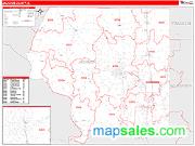 Jackson County, IL <br /> Wall Map <br /> Zip Code <br /> Red Line Style 2024 Map