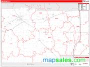 Lee County, IL <br /> Wall Map <br /> Zip Code <br /> Red Line Style 2024 Map