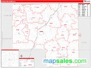 Livingston County, IL <br /> Wall Map <br /> Zip Code <br /> Red Line Style 2024 Map
