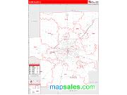 Macon County, IL <br /> Wall Map <br /> Zip Code <br /> Red Line Style 2024 Map