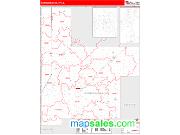 Montgomery County, IL <br /> Wall Map <br /> Zip Code <br /> Red Line Style 2024 Map