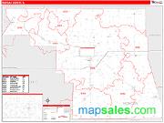 Morgan County, IL <br /> Wall Map <br /> Zip Code <br /> Red Line Style 2024 Map
