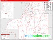 Tazewell County, IL <br /> Wall Map <br /> Zip Code <br /> Red Line Style 2024 Map
