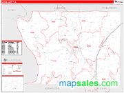 Union County, IL <br /> Wall Map <br /> Zip Code <br /> Red Line Style 2024 Map