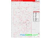 Vermilion County, IL <br /> Wall Map <br /> Zip Code <br /> Red Line Style 2024 Map