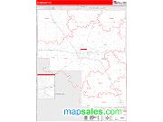 Cass County, IN <br /> Wall Map <br /> Zip Code <br /> Red Line Style 2024 Map