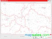 Greene County, IN <br /> Wall Map <br /> Zip Code <br /> Red Line Style 2024 Map