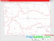 Lagrange County, IN <br /> Wall Map <br /> Zip Code <br /> Red Line Style 2024 Map