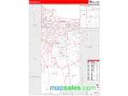 Lake County, IN <br /> Wall Map <br /> Zip Code <br /> Red Line Style 2024 Map