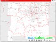St. Joseph County, IN <br /> Wall Map <br /> Zip Code <br /> Red Line Style 2024 Map