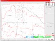 Steuben County, IN <br /> Wall Map <br /> Zip Code <br /> Red Line Style 2024 Map