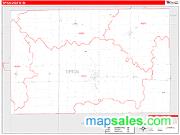Tipton County, IN <br /> Wall Map <br /> Zip Code <br /> Red Line Style 2024 Map