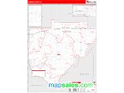 Warrick County, IN <br /> Wall Map <br /> Zip Code <br /> Red Line Style 2024 Map
