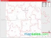 Delaware County, IA <br /> Wall Map <br /> Zip Code <br /> Red Line Style 2024 Map