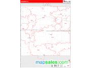 Iowa County, IA <br /> Wall Map <br /> Zip Code <br /> Red Line Style 2024 Map