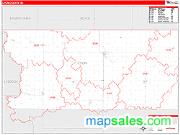 Lyon County, IA <br /> Wall Map <br /> Zip Code <br /> Red Line Style 2024 Map