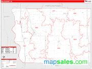 Mills County, IA <br /> Wall Map <br /> Zip Code <br /> Red Line Style 2024 Map