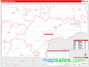 Muscatine County, IA <br /> Wall Map <br /> Zip Code <br /> Red Line Style 2024 Map