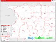 Sioux County, IA <br /> Wall Map <br /> Zip Code <br /> Red Line Style 2024 Map