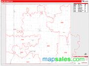 Wayne County, IA <br /> Wall Map <br /> Zip Code <br /> Red Line Style 2024 Map