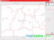 Winnebago County, IA <br /> Wall Map <br /> Zip Code <br /> Red Line Style 2024 Map