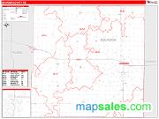 Bourbon County, KS <br /> Wall Map <br /> Zip Code <br /> Red Line Style 2024 Map