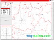 Cowley County, KS <br /> Wall Map <br /> Zip Code <br /> Red Line Style 2024 Map