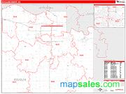 Douglas County, KS <br /> Wall Map <br /> Zip Code <br /> Red Line Style 2024 Map