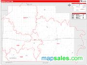 Morris County, KS <br /> Wall Map <br /> Zip Code <br /> Red Line Style 2024 Map