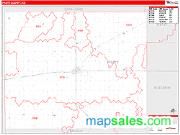 Pratt County, KS <br /> Wall Map <br /> Zip Code <br /> Red Line Style 2024 Map
