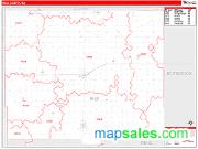 Rice County, KS <br /> Wall Map <br /> Zip Code <br /> Red Line Style 2024 Map