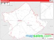 Bourbon County, KY <br /> Wall Map <br /> Zip Code <br /> Red Line Style 2024 Map