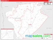 Harrison County, KY <br /> Wall Map <br /> Zip Code <br /> Red Line Style 2024 Map
