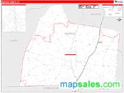 Simpson County, KY <br /> Wall Map <br /> Zip Code <br /> Red Line Style 2024 Map