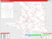 St. Landry County, LA <br /> Wall Map <br /> Zip Code <br /> Red Line Style 2024 Map