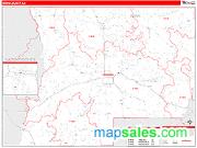 Winn County, LA <br /> Wall Map <br /> Zip Code <br /> Red Line Style 2024 Map