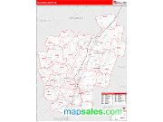 Kennebec County, ME <br /> Wall Map <br /> Zip Code <br /> Red Line Style 2024 Map