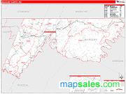 Allegany County, MD <br /> Wall Map <br /> Zip Code <br /> Red Line Style 2024 Map