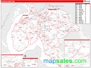 Charles County, MD <br /> Wall Map <br /> Zip Code <br /> Red Line Style 2024 Map