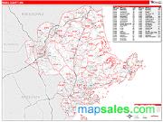 Essex County, MA <br /> Wall Map <br /> Zip Code <br /> Red Line Style 2024 Map